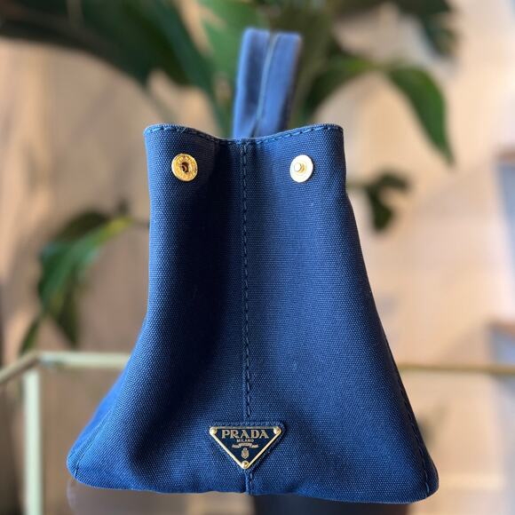 PRADA Canapa Navy Blue Medium Tote - Picture 5 of 14